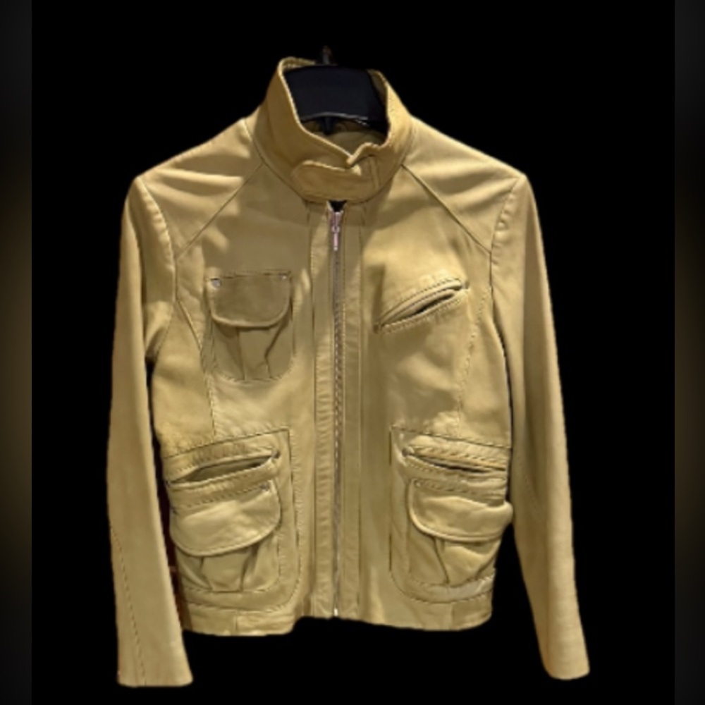 IDENTIFY Green Leather Short Jacket Size 4